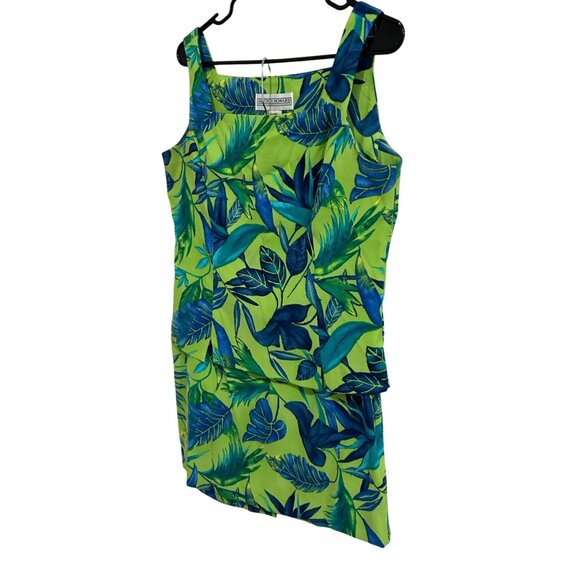 Jessica Howard Womens Tropical Leaf Print Sleeveless Dress Size 10 Polyester Spa - Picture 3 of 12